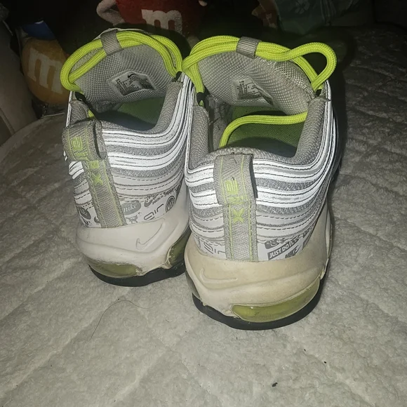 Nike Air Max 97 GS Kids Sneakers - Gray and Neon Green - Picture 6 of 10